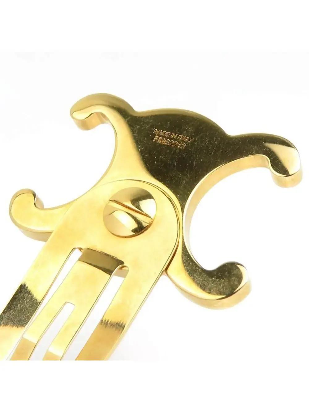 Auth Celine Triomphe Hair Pin Gold #329692C35B